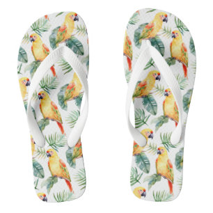 Colorful Tropical Parrot Flip Flops