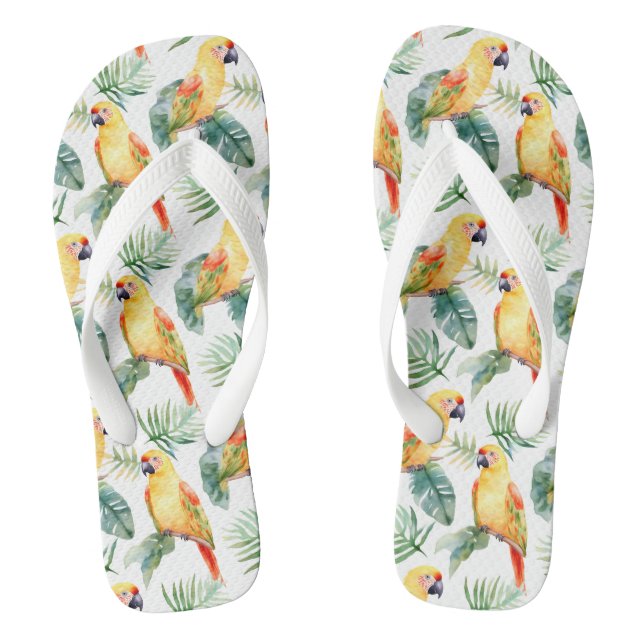 Colorful Tropical Parrot Flip Flops (Footbed)