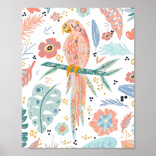 Colorful Tropical Parrot Poster