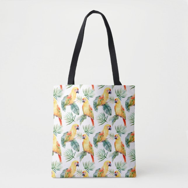 Colorful Tropical Parrot Tote Bag (Front)