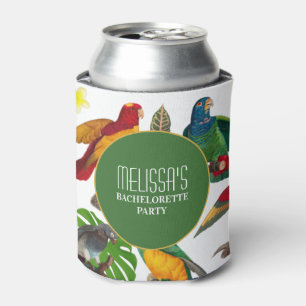 Colorful Tropical Parrots Bachelorette Weekend Can Cooler