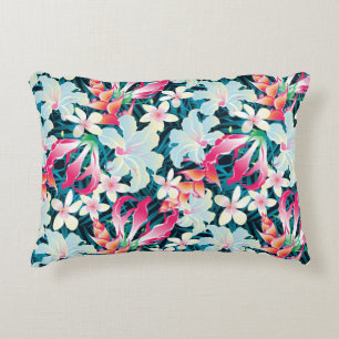 Colorful Tropical Pattern Accent Pillow