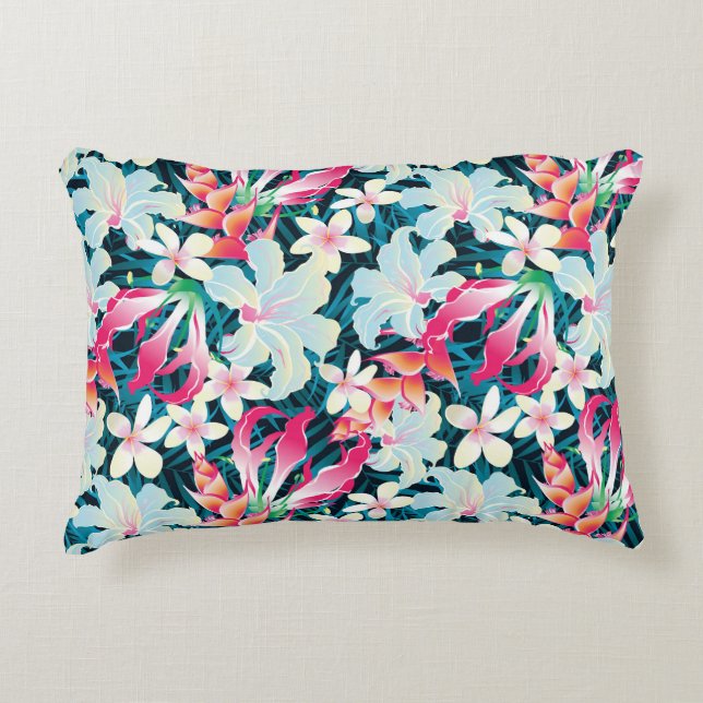 Colorful Tropical Pattern Accent Pillow (Front)