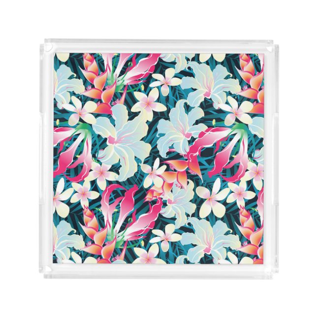 Colorful Tropical Pattern Acrylic Tray (Front)