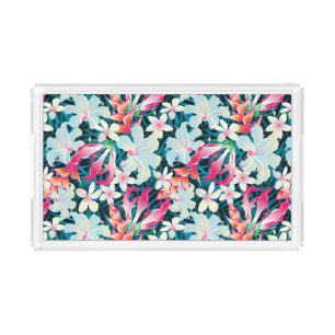 Colorful Tropical Pattern Acrylic Tray