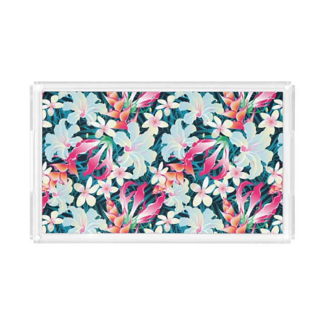 Colorful Tropical Pattern Acrylic Tray (Front)