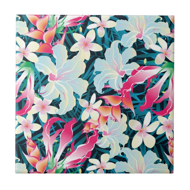 Colorful Tropical Pattern Ceramic Tile (Front)