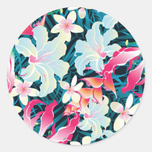 Colorful Tropical Pattern Classic Round Sticker