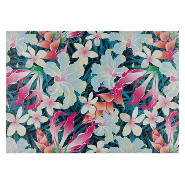 Colorful Tropical Pattern Cutting Board (Front)