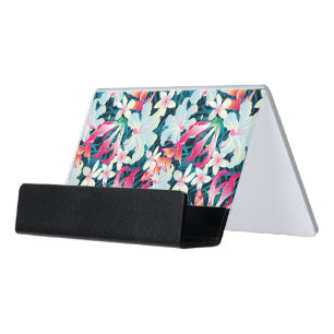 Colorful Tropical Pattern Desk Business Card Holder