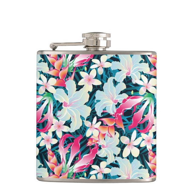 Colorful Tropical Pattern Flask (Front)