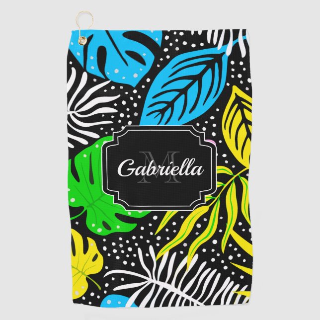 Colorful Tropical Pattern Golf Towel (Front)