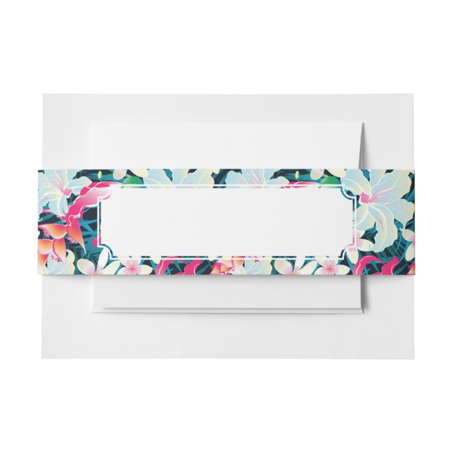 Colorful Tropical Pattern Invitation Belly Band (Front Example)