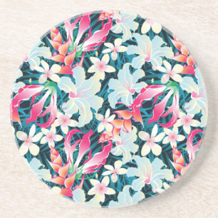 Colorful Tropical Pattern Sandstone Coaster