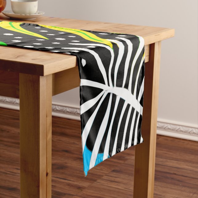 Colorful Tropical Pattern Short Table Runner (In Situ)