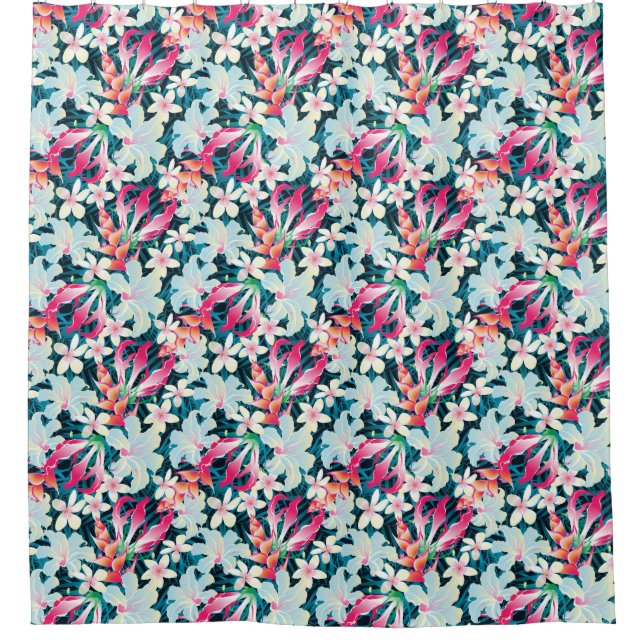 Colorful Tropical Pattern Shower Curtain (Front)