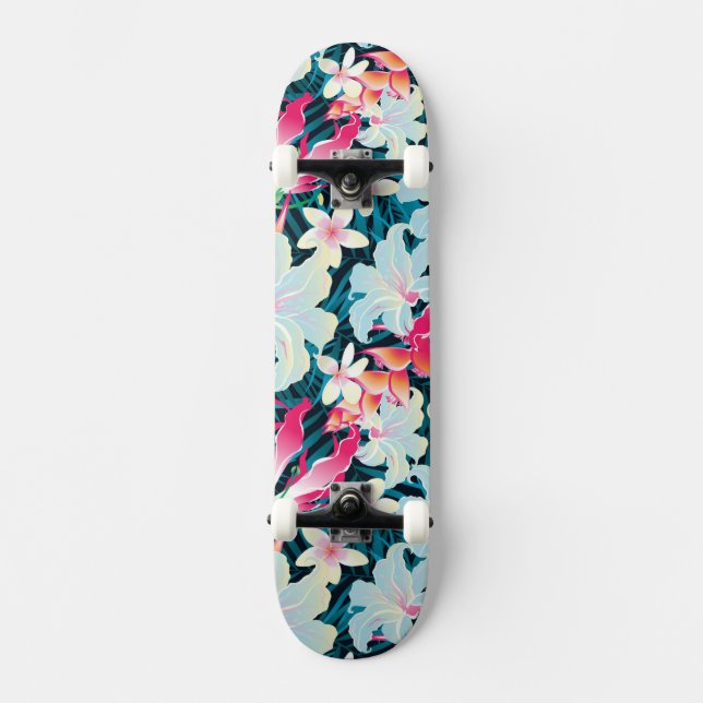 Colorful Tropical Pattern Skateboard (Front)