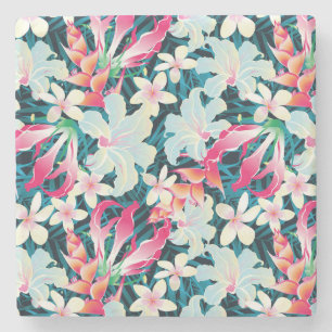 Colorful Tropical Pattern Stone Coaster