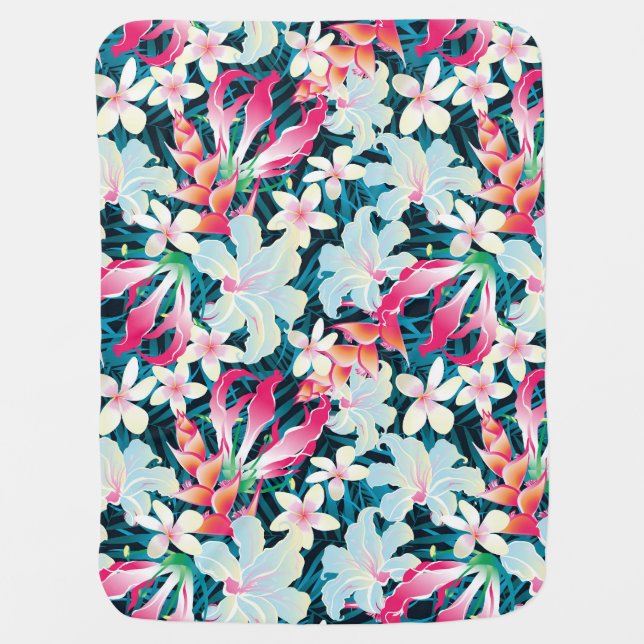 Colorful Tropical Pattern Stroller Blanket (Front)