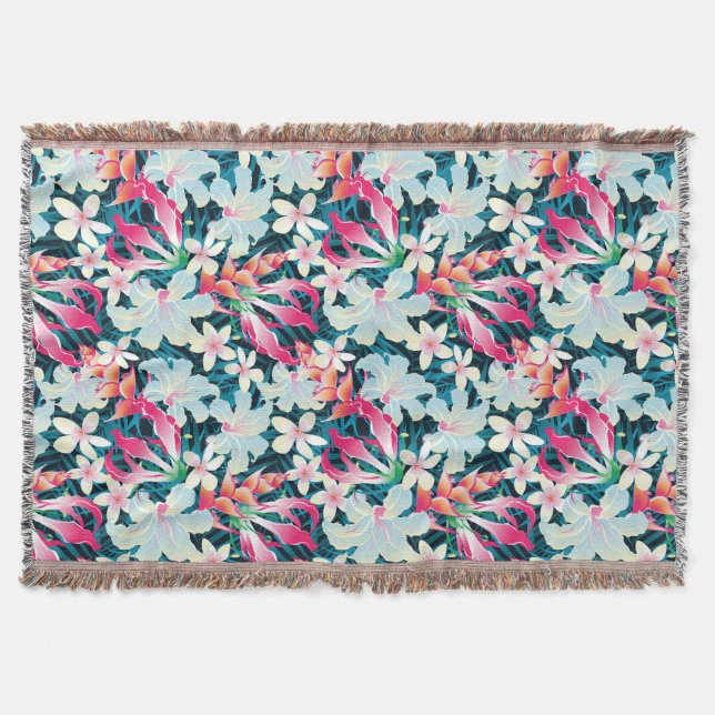 Colorful Tropical Pattern Throw Blanket (Front)