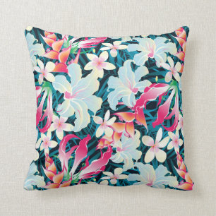 Colorful Tropical Pattern Throw Pillow