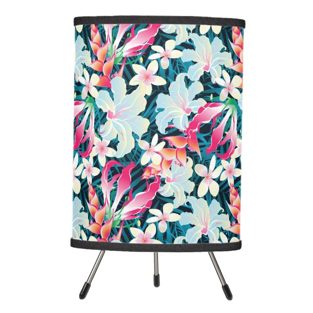 Colorful Tropical Pattern Tripod Lamp (Front)