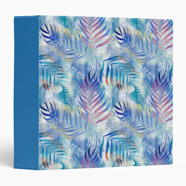 Colorful tropical pattern with palm leaves. 3 ring binder (Front/Spine)
