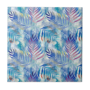 Colorful tropical pattern with palm leaves. ceramic tile