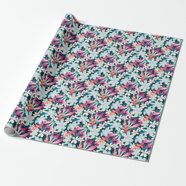 Colorful Tropical Pattern Wrapping Paper (Unrolled)