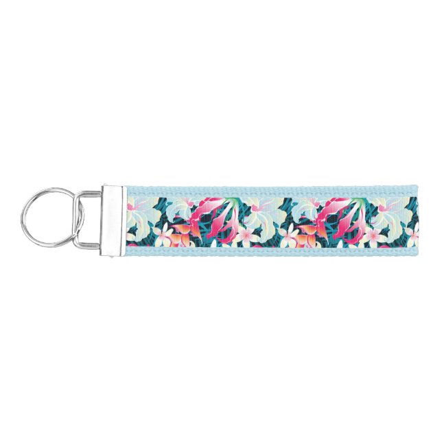 Colorful Tropical Pattern Wrist Keychain (Keys on Left)