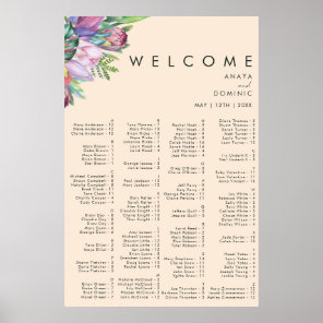 Colorful Tropical Peach Alphabetical Seating chart