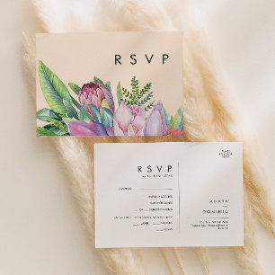 Colorful Tropical   Peach Menu Choice RSVP Card