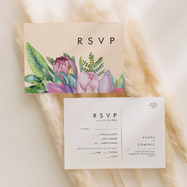 Colorful Tropical | Peach Menu Choice RSVP Card (Creator Uploaded)