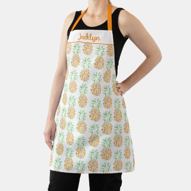 Colorful Tropical Pineapple Design for Foodies Apron (Insitu)