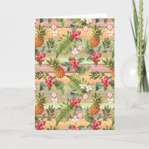 Colorful Tropical Pineapple Fruit Floral Pattern Card
