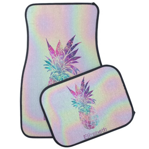 Colorful Tropical Pineapple Holographic Car Floor Mat