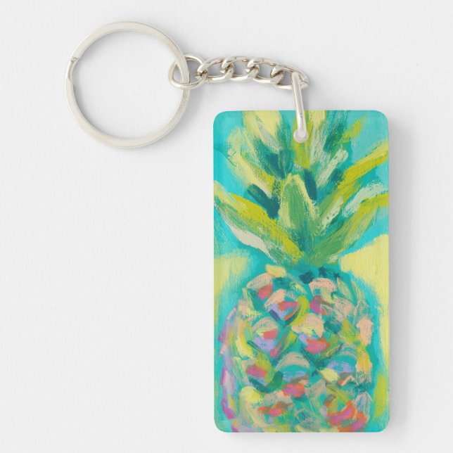 Colorful Tropical Pineapple Keychain (Front)