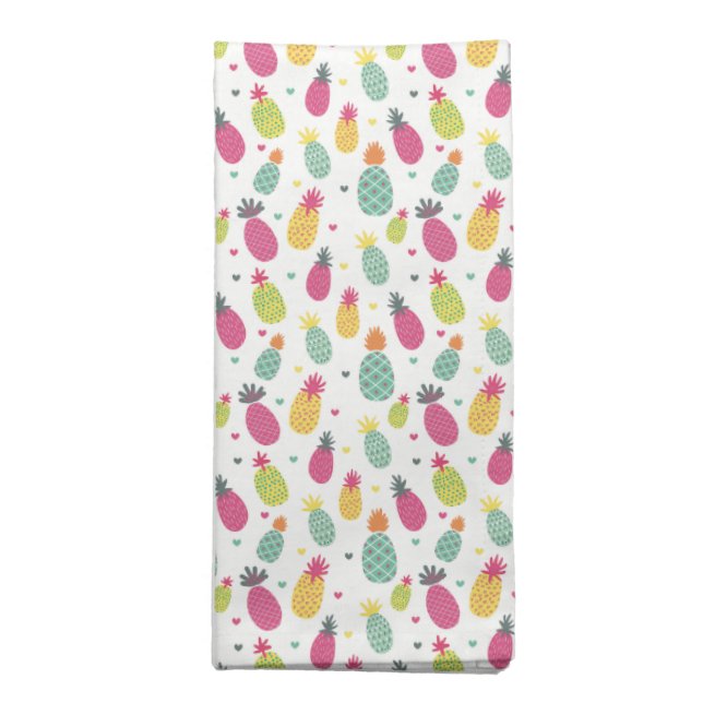 Colorful tropical Pineapple pattern Cloth Napkin (Folded)