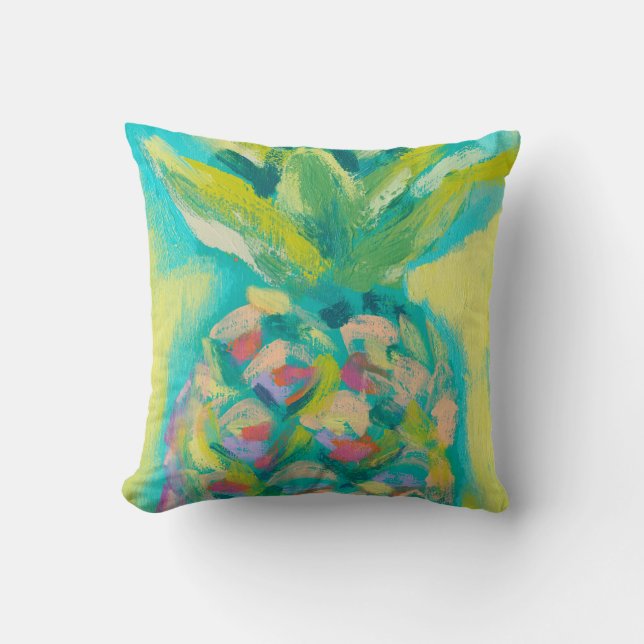 Colorful Tropical Pineapple Throw Pillow (Front)