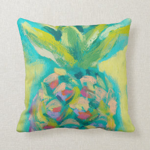 Colorful Tropical Pineapple Throw Pillow