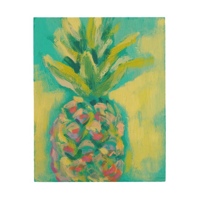 Colorful Tropical Pineapple Wood Wall Art (Front)