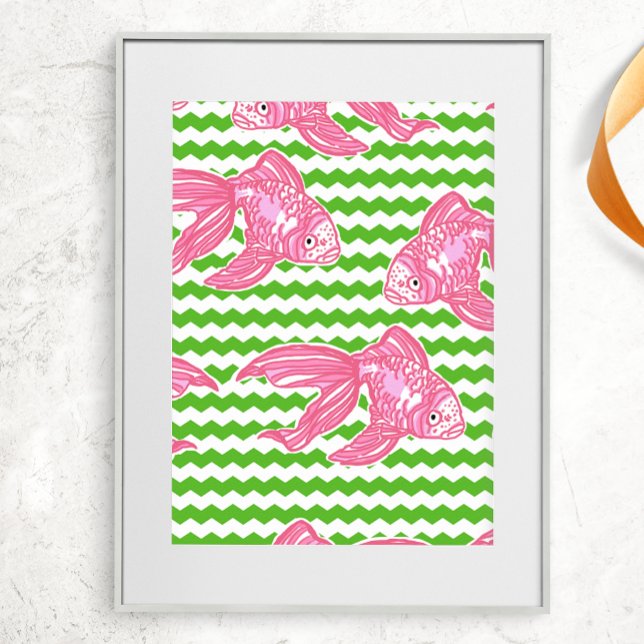 Colorful Tropical Pink Fish Pattern Poster (Creator Uploaded)