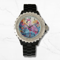Colorful Tropical Pink Flamingo Elegant Womans