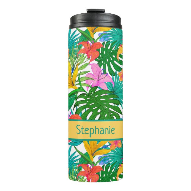 Colorful Tropical Plants Personalized Thermal Tumbler (Front)
