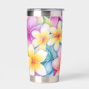 COLORFUL TROPICAL PLUMERIA FLOWERS INSULATED TUMBLER