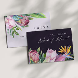 Colorful Tropical Purple Maid Of Honor Proposal Invitation