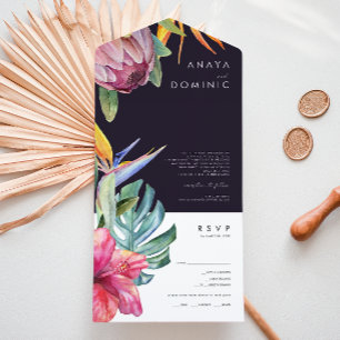 Colorful Tropical Purple Photo Seal And Send All In One Invitation