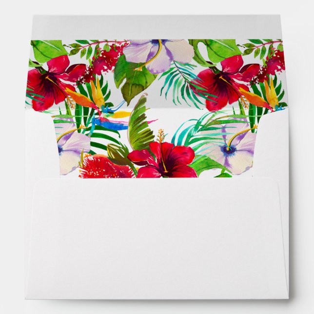 Colorful Tropical Red Floral Envelope 2 (Back (Bottom))