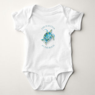 Colorful Tropical Sea Turtle Unique Art Baby Bodysuit