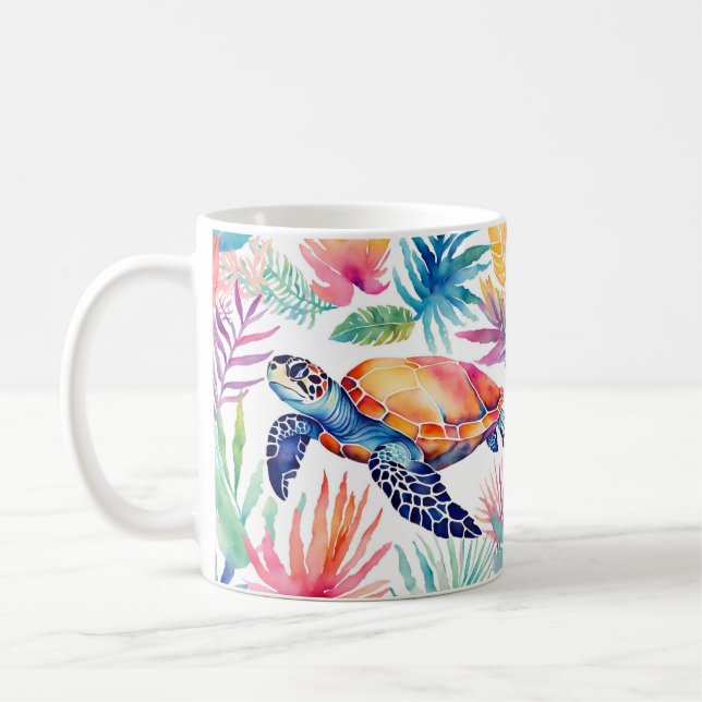 Colorful Tropical Seaturtle Ocean Sealife Coffee Mug (Left)